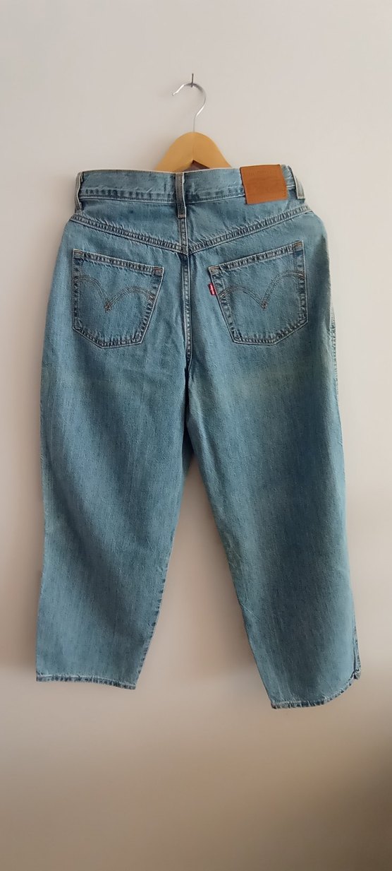 Kadın Mavi Midi Boy Loose Fit Denim Jean - Görsel 3