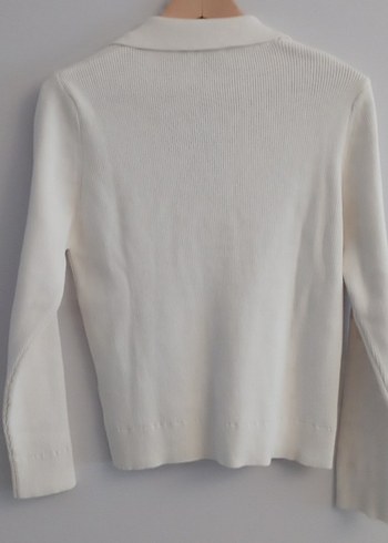 Düğmeli Beyaz Kadın Hırka - Görsel 3