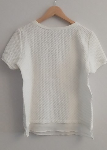 Beyaz Kısa Kollu Viskoz Bluz - Görsel 3