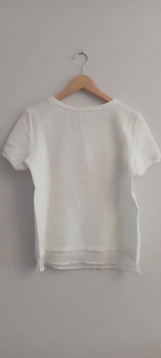Beyaz Kısa Kollu Viskoz Bluz - Görsel 3