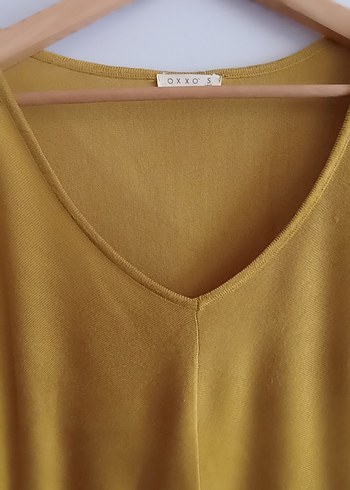 Sarı V Yaka Salaş Kadın Kazak - Görsel 2