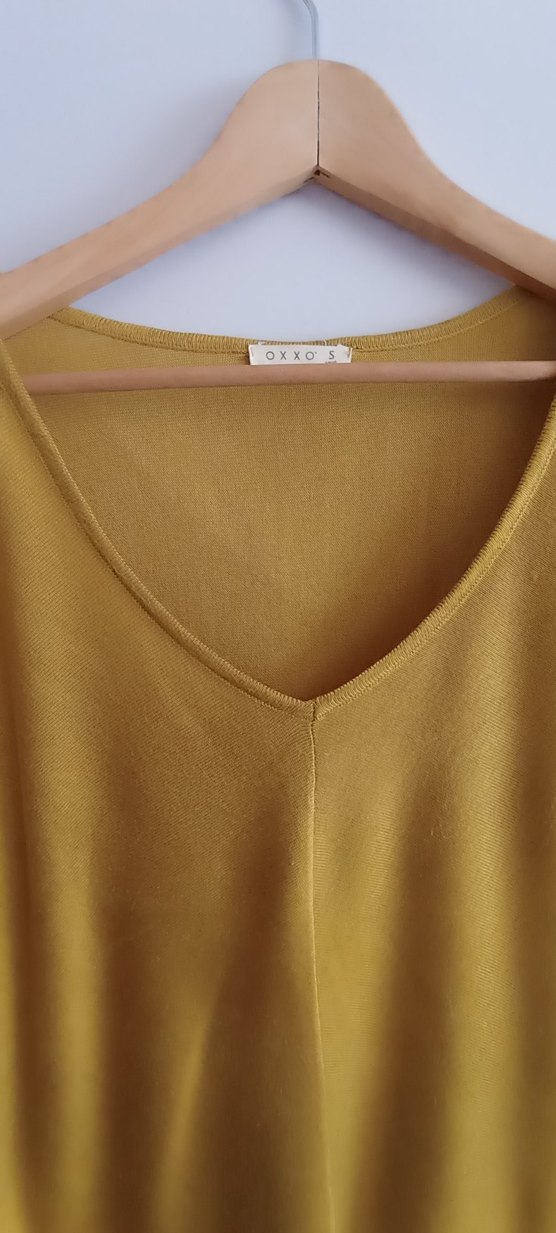 Sarı V Yaka Salaş Kadın Kazak - Görsel 2