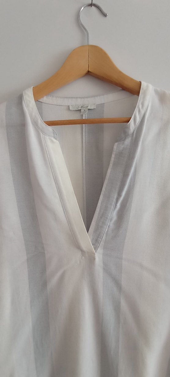 Kadın Beyaz Keten V Yaka Kısa Kollu Gömlek - Görsel 2