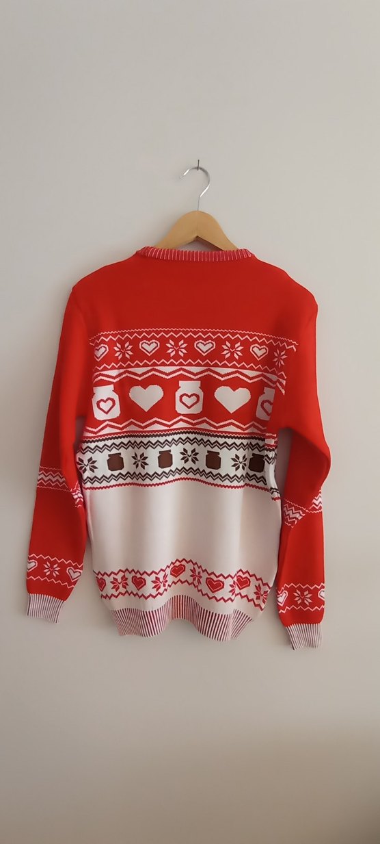 Kırmızı Yeni Yıl temalı Bohem Kadın Triko Nutella Kazak - Görsel 4