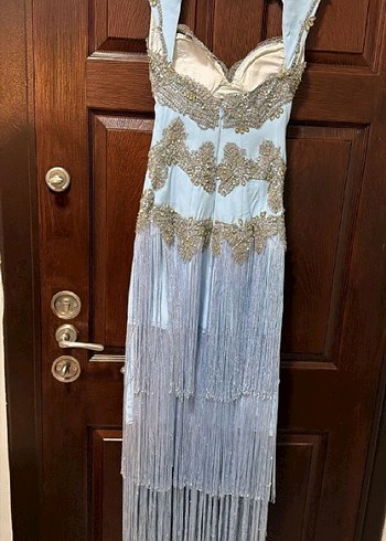 İşlemeli Boncuklu Uzun Bohem Abiye Elbise - Görsel 3