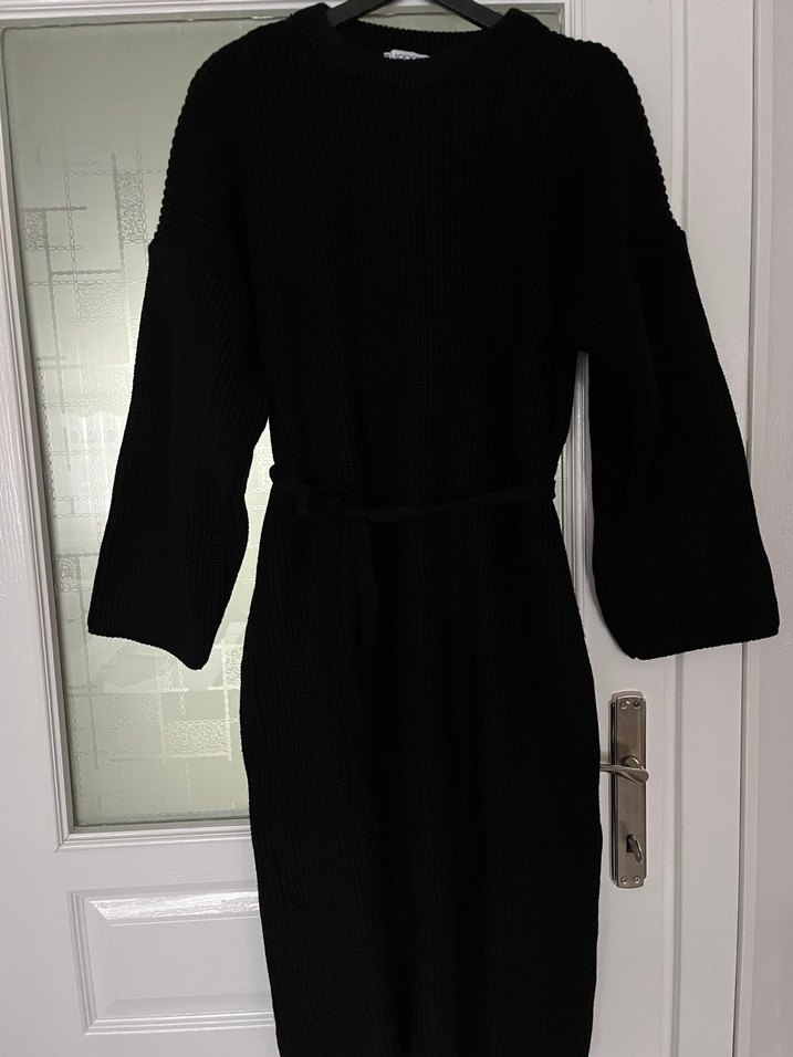 siyah triko elbise - Görsel 2