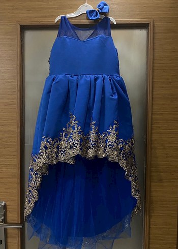 Mavi Nakışlı Klasik Çocuk Elbisesi - Görsel 2