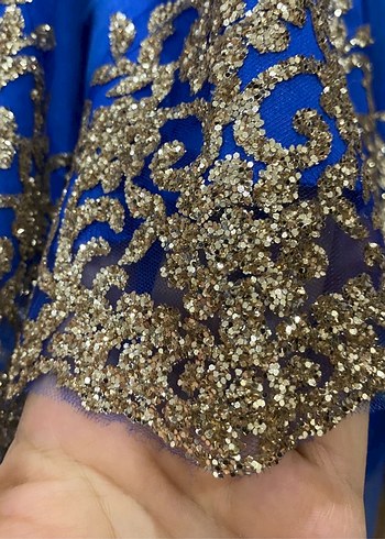 Mavi Nakışlı Klasik Çocuk Elbisesi - Görsel 4