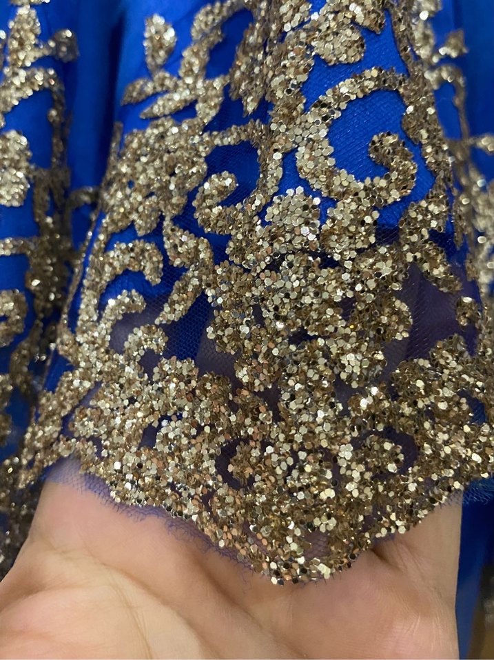 Mavi Nakışlı Klasik Çocuk Elbisesi - Görsel 4