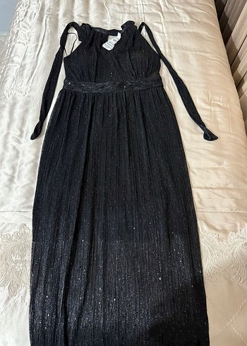 Siyah Uzun Kollu V Yakalı Kadın Elbise - Görsel 2