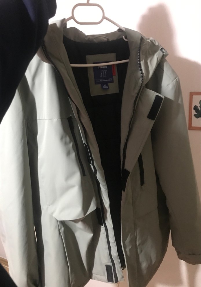 Gri Kapüşonlu Erkek Mont - Görsel 2