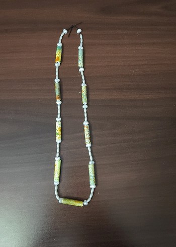 Renkli Yılan Desenli Boncuklu Uzun Kolye - Görsel 4