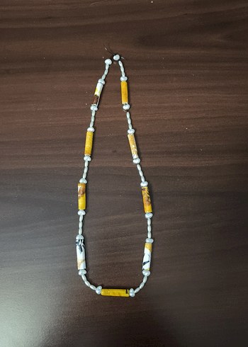 Renkli Yılan Desenli Boncuklu Uzun Kolye - Görsel 7