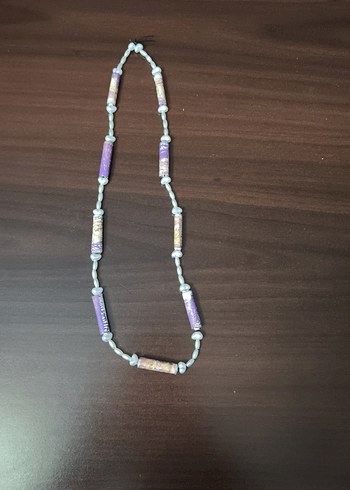 Renkli Yılan Desenli Boncuklu Uzun Kolye - Görsel 5