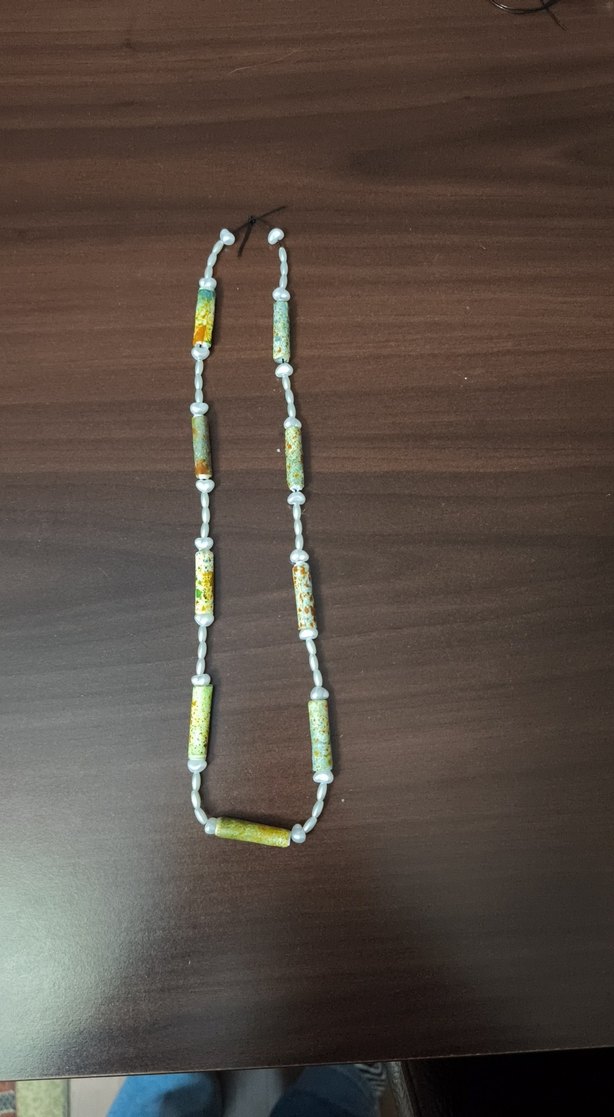 Renkli Yılan Desenli Boncuklu Uzun Kolye - Görsel 4