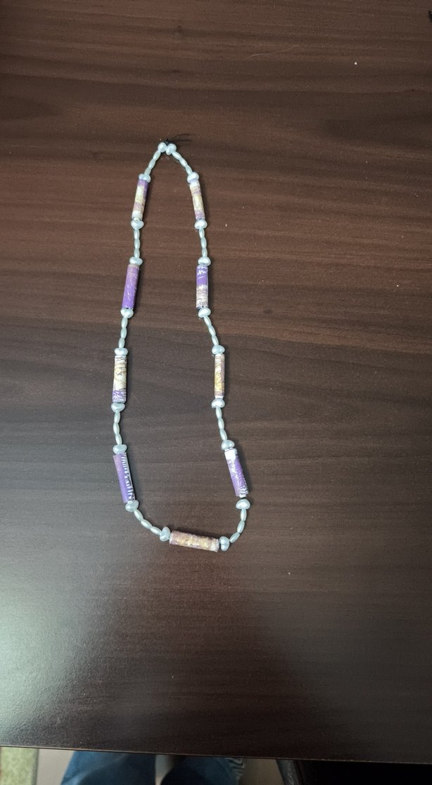 Renkli Yılan Desenli Boncuklu Uzun Kolye - Görsel 5