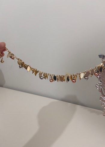 Çiçek Desenli Altın Zincir Detaylı Kadın Bileklik - Görsel 2