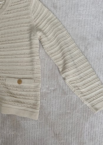 LCW Krem Örgü Kadın Hırka, Uzun Kollu - Görsel 3