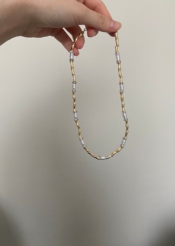 Uzun İnci ve Taş Detaylı Gold Kolye - Görsel 3