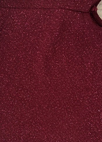 Bordo Uzun Kollu Kayık Yaka Mini Elbise - Görsel 2