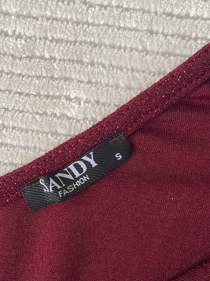 Bordo Uzun Kollu Kayık Yaka Mini Elbise - Görsel 3