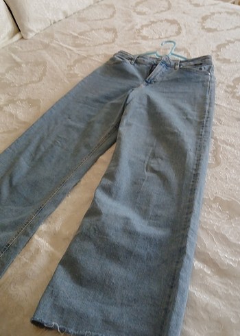 maviGeniş Kesim Midi Boy Denim Kadın Pantolon - Görsel 6