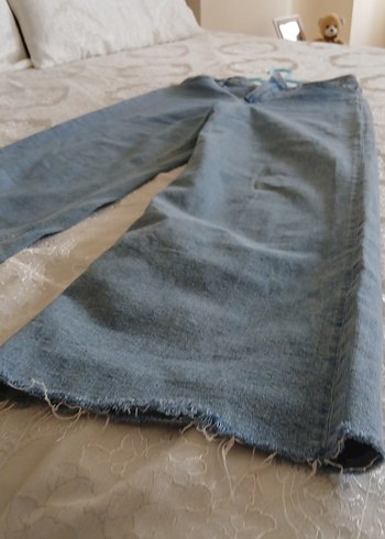maviGeniş Kesim Midi Boy Denim Kadın Pantolon - Görsel 7