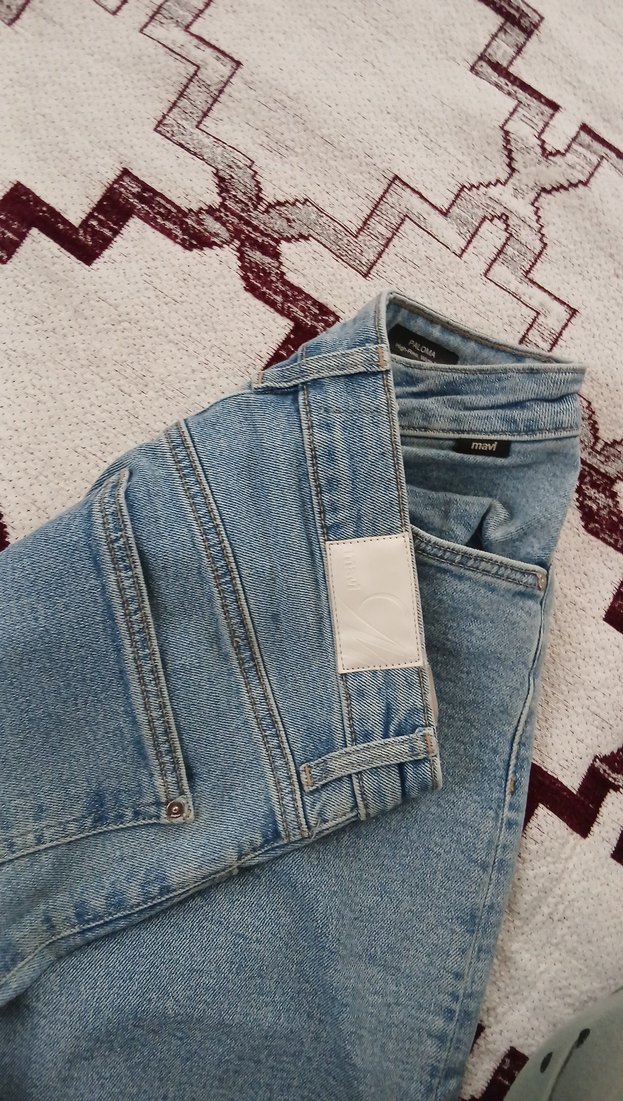 maviGeniş Kesim Midi Boy Denim Kadın Pantolon - Görsel 5