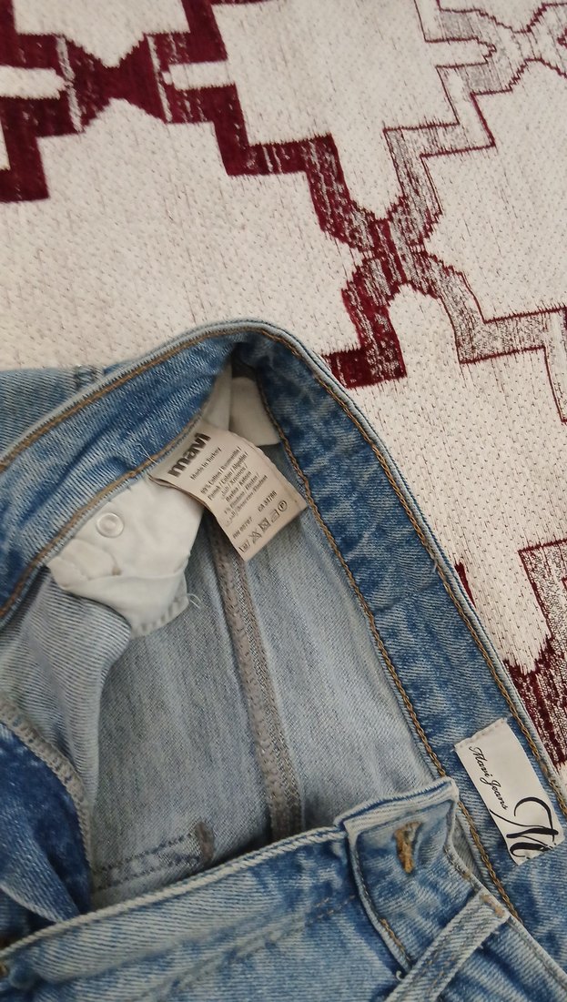 maviGeniş Kesim Midi Boy Denim Kadın Pantolon - Görsel 3