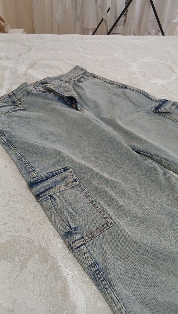 Gri Kadın Salaş Midi Kot Pantolon - Görsel 2