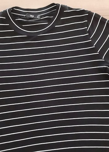 Siyah beyaz Çizgili Kadın Tişört MANGO - Görsel 3