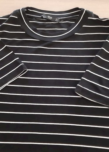 Siyah beyaz Çizgili Kadın Tişört MANGO - Görsel 2