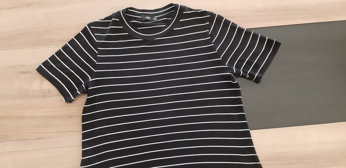 Siyah beyaz Çizgili Kadın Tişört MANGO - Görsel 3