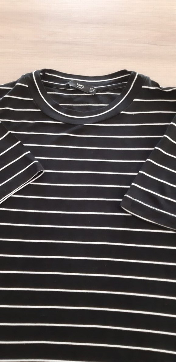 Siyah beyaz Çizgili Kadın Tişört MANGO - Görsel 2