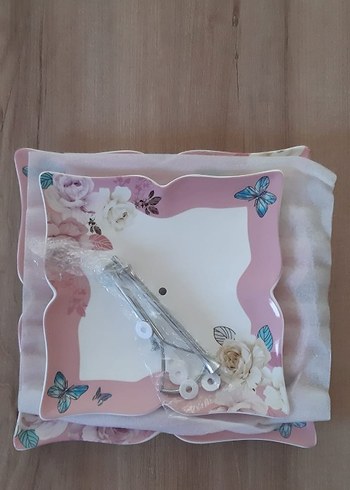 Pembe Pastel Çift Katlı Servis Tabağı - Görsel 3