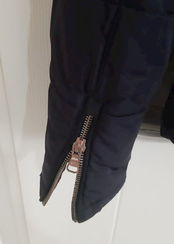 Kürk Detaylı lacivert Kadın Mont - Görsel 6