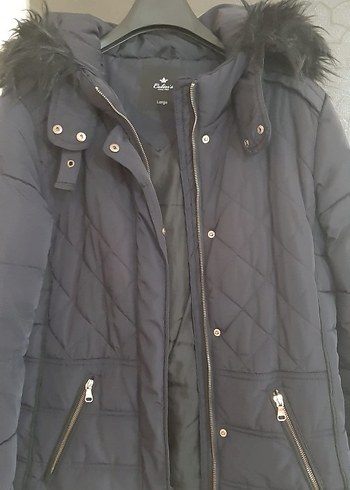 Kürk Detaylı lacivert Kadın Mont - Görsel 2