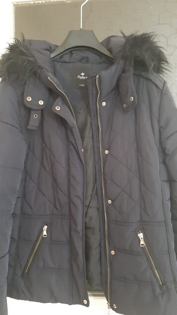 Kürk Detaylı lacivert Kadın Mont - Görsel 2