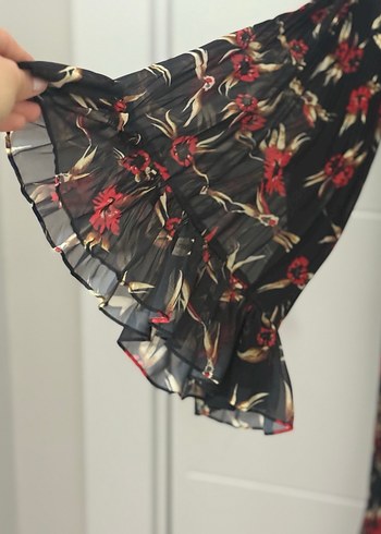 Çiçek Desenli Uzun Bohem Elbise accort - Görsel 5