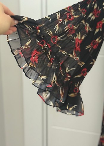 Çiçek Desenli Uzun Bohem Elbise accort - Görsel 4