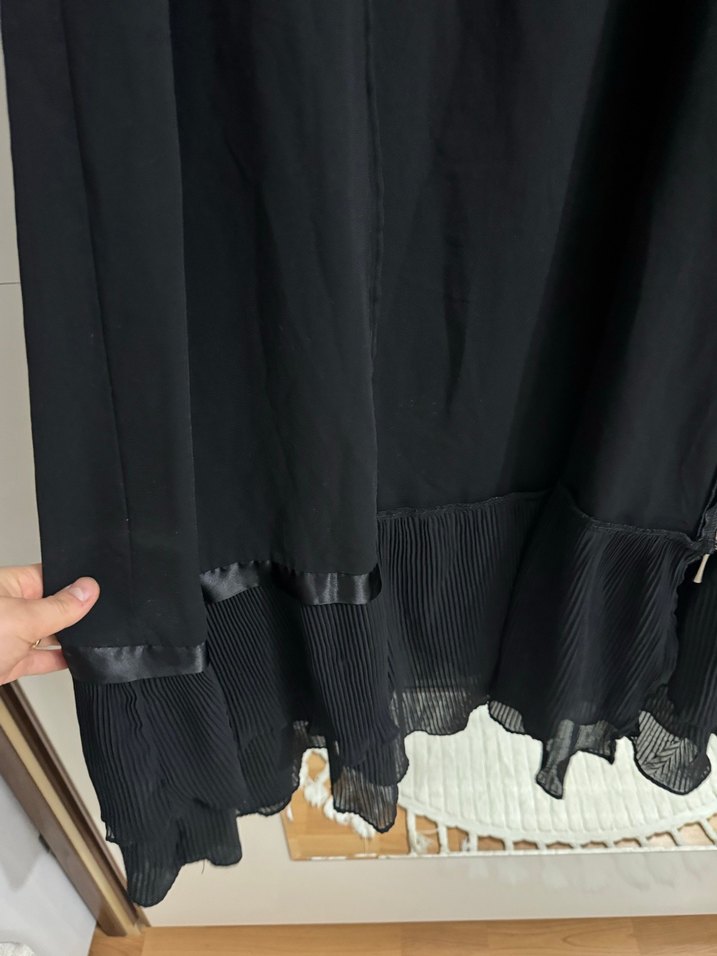 Düğmeli Siyah Uzun Hamile Yeleği - Görsel 2