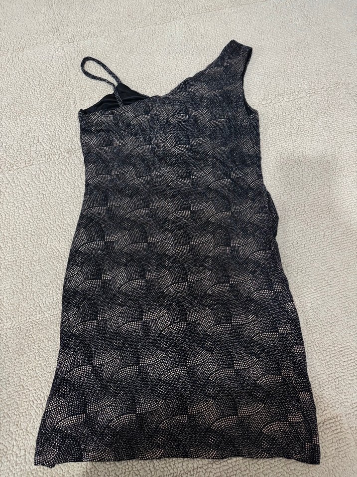 Yılan Desenli Siyah Midi Elbise - Görsel 2