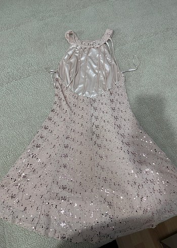 Nakışlı Pembe dekolteli mini elbise - Görsel 3