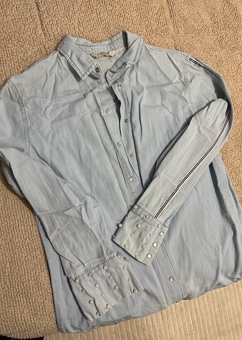 Gri Uzun Kollu Denim Gömlek - Görsel 3