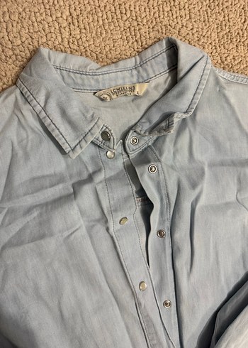 Gri Uzun Kollu Denim Gömlek - Görsel 2