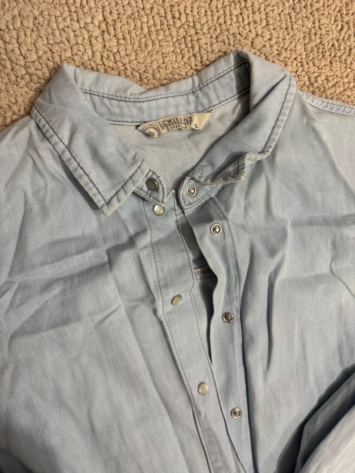 Gri Uzun Kollu Denim Gömlek - Görsel 2