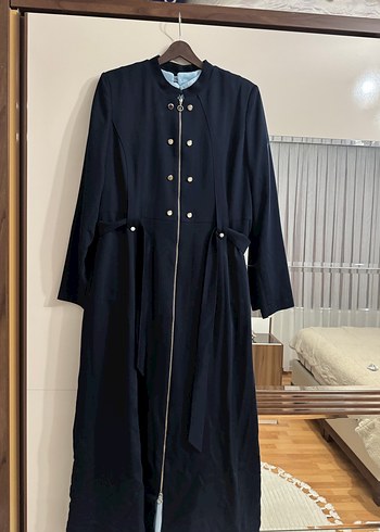 Lacivert kadın tesettür pardesü - Görsel 3