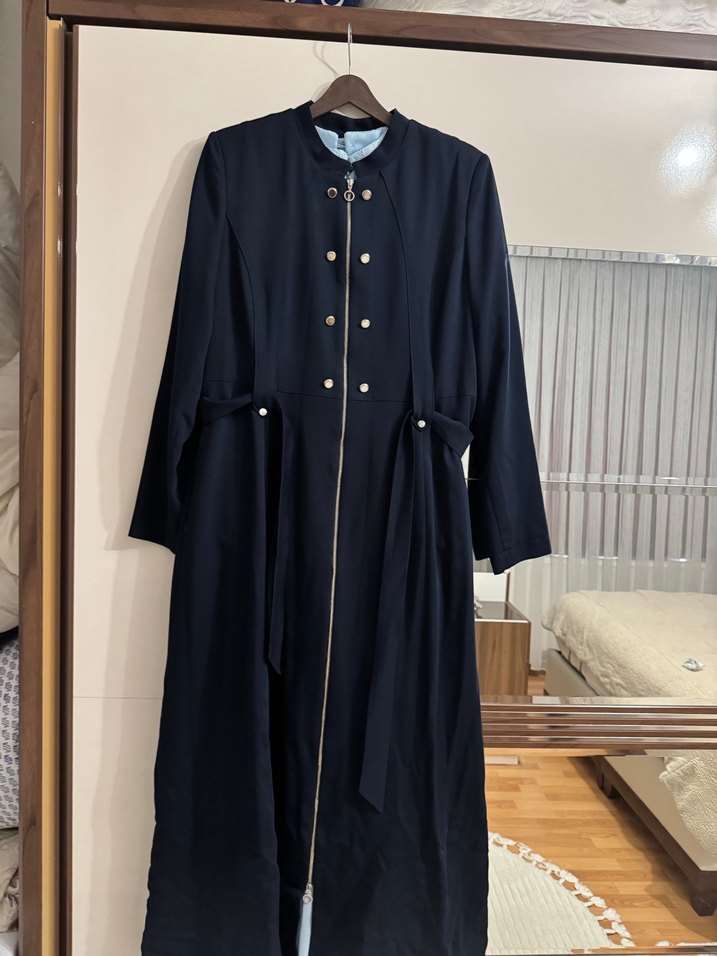 Lacivert kadın tesettür pardesü - Görsel 2