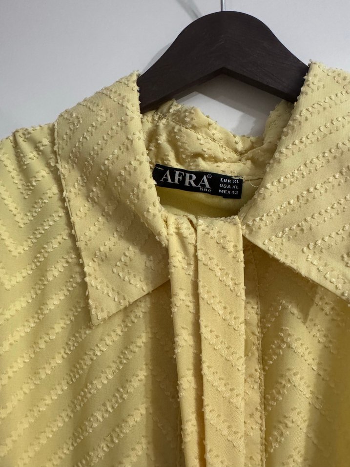 Sarı Pilili Midi Keten Elbise - Görsel 2