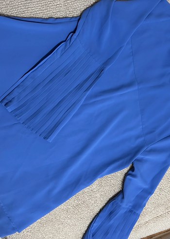 Mavi Saten Görünümlü Hamile Bluzu - Görsel 2